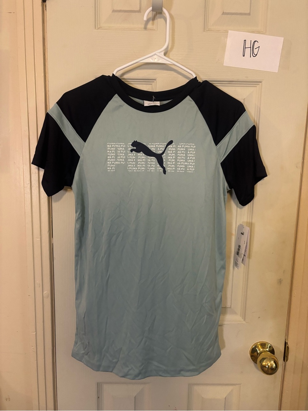 Puma Light Blue and Black Raglan Sport Tee